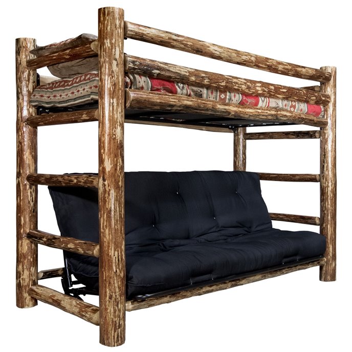 Glacier Twin Bunk Bed over Full Futon Frame w/ Mattress Thumbnail