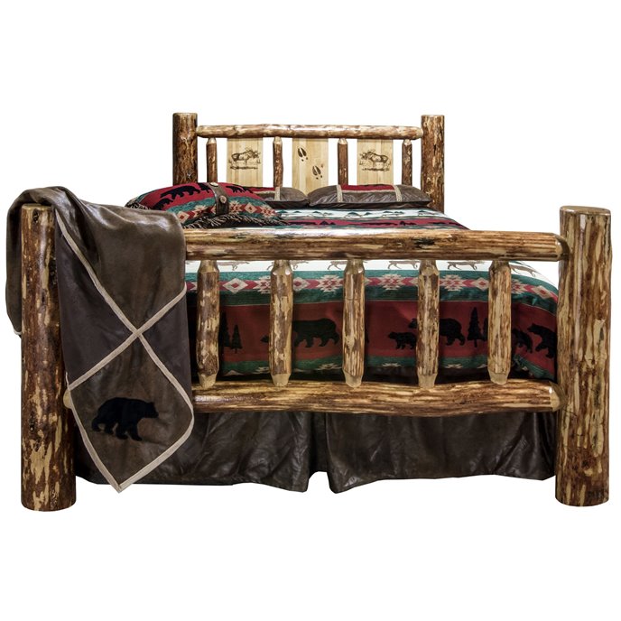 Glacier Cal King Bed w/ Laser Engraved Moose Design Thumbnail