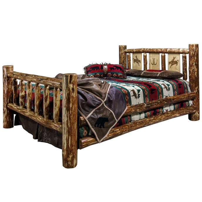 Glacier Twin Bed w/ Laser Engraved Bronc Design Thumbnail