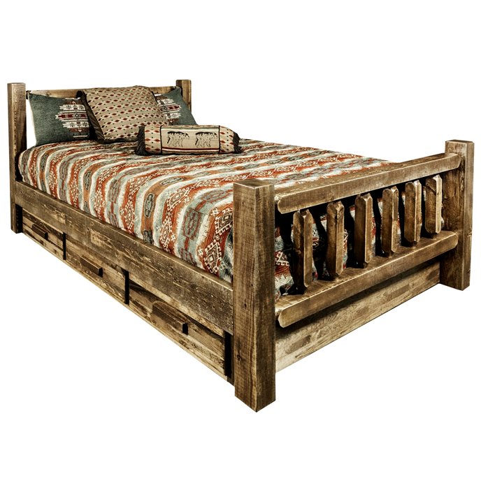 Homestead Twin Bed w/ Storage - Stain & Lacquer Finish Thumbnail