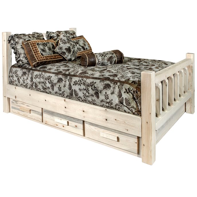 Homestead Twin Bed w/ Storage - Clear Lacquer Finish Thumbnail