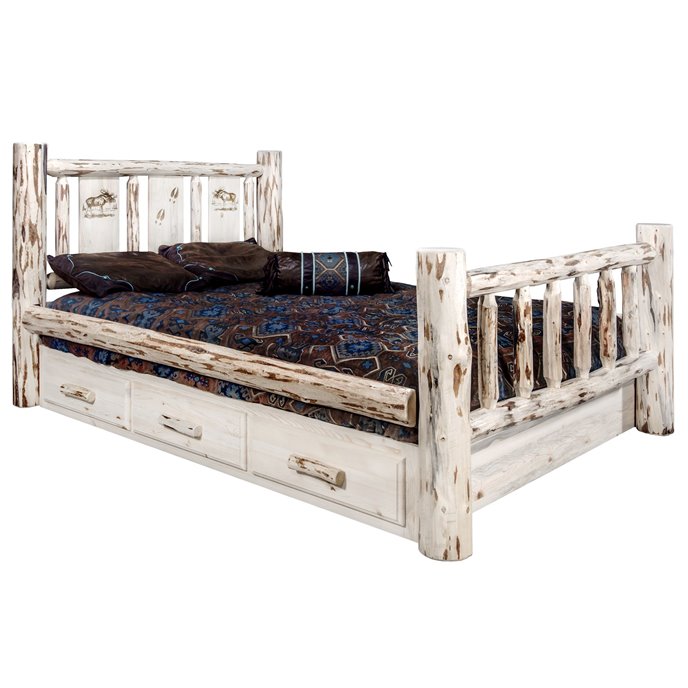 Montana Twin Storage Bed w/ Laser Engraved Moose Design - Ready to Finish Thumbnail