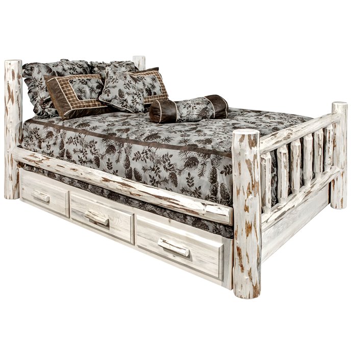 Montana Queen Bed w/ Storage - Clear Lacquer Finish Thumbnail