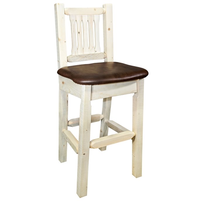 Homestead Barstool w/ Back - Clear Lacquer Finish Thumbnail