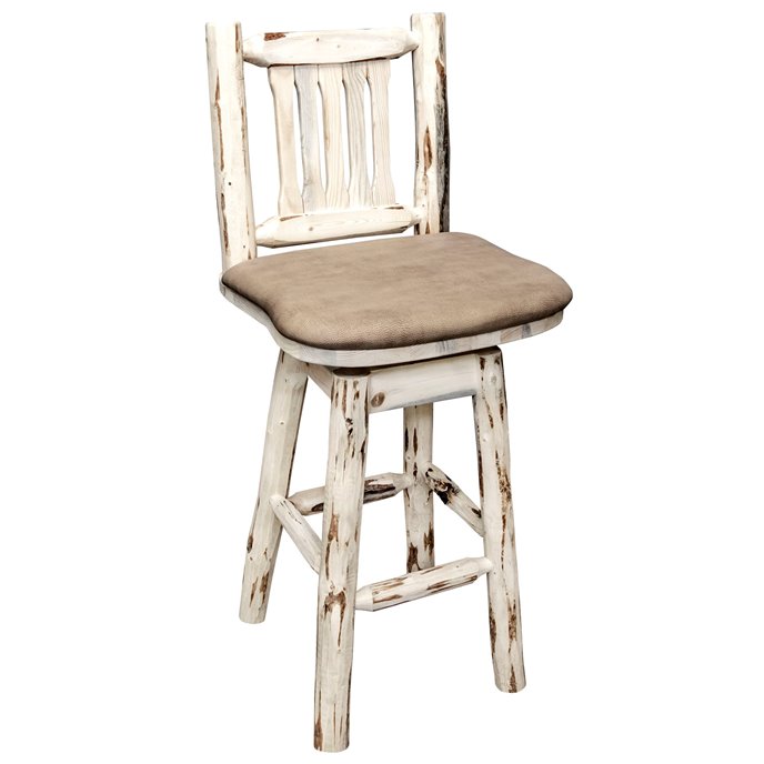 Montana Counter Height Barstool w/ Back, Swivel & Buckskin Upholstery - Ready to Finish Thumbnail