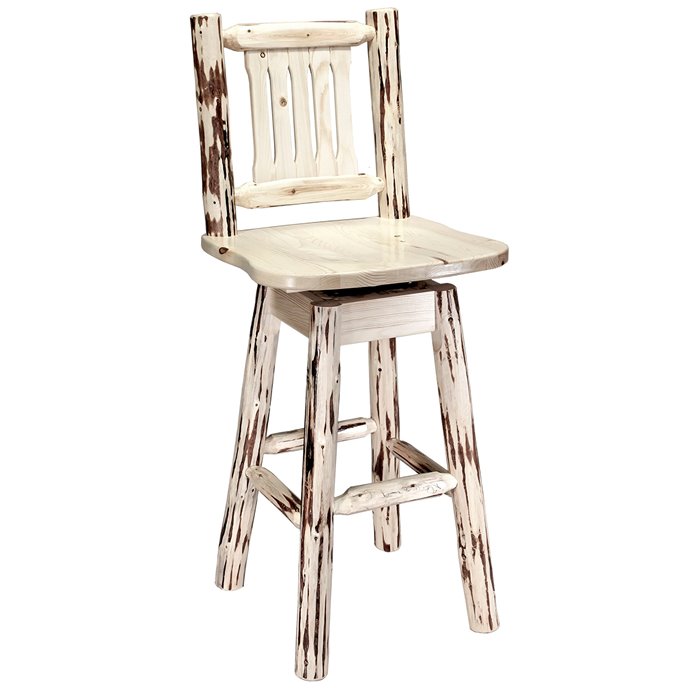 Montana Barstool w/ Back & Swivel - Clear Lacquer Finish Thumbnail