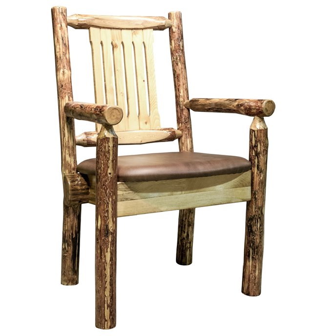 Glacier Captain's Chair w/ Upholstered Seat in Saddle Pattern Thumbnail