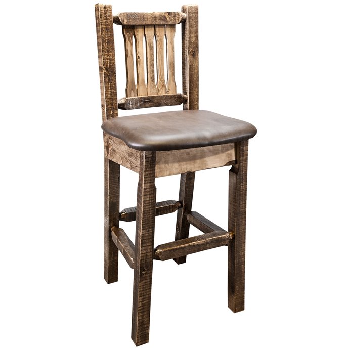 Homestead Barstool w/ Back - Stain & Clear Lacquer Finish Thumbnail