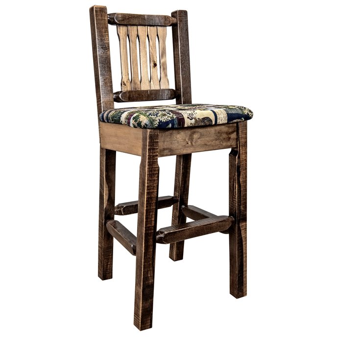 Homestead Barstool w/ Back - Stain & Clear Lacquer Finish Thumbnail