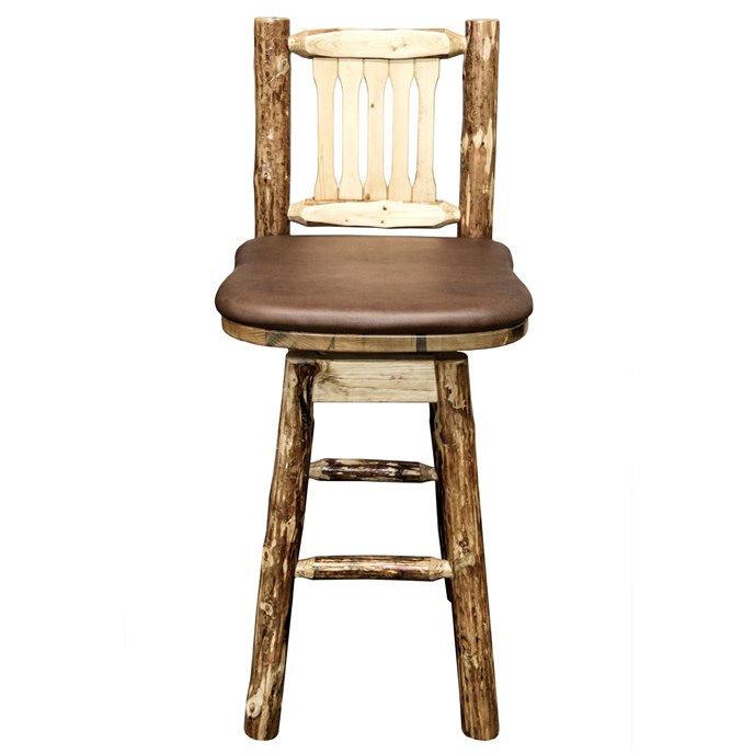 Glacier Counter Height Barstool w/ Back, Swivel & Saddle Upholstery Thumbnail