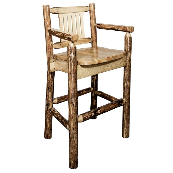 Glacier Counter Height Captain's Barstool w/ Woodland Upholstery Thumbnail