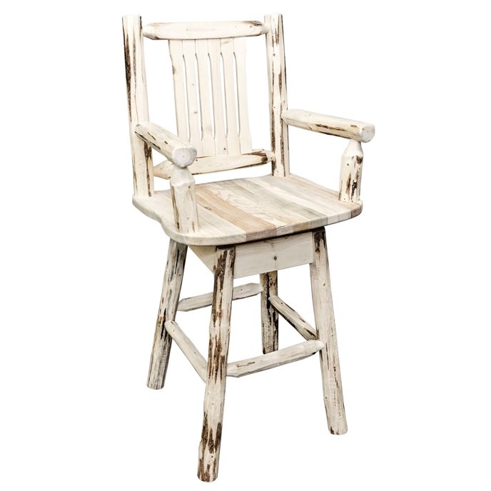 Montana Counter Height Swivel Captain's Barstool w/ Woodland Upholstery - Ready to Finish Thumbnail