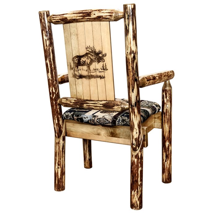 Glacier Captain's Chair - Woodland Upholstery w/ Laser Engraved Moose Design Thumbnail