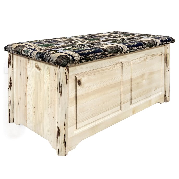 Montana Small Blanket Chest w/ Woodland Upholstery - Clear Lacquer Finish Thumbnail