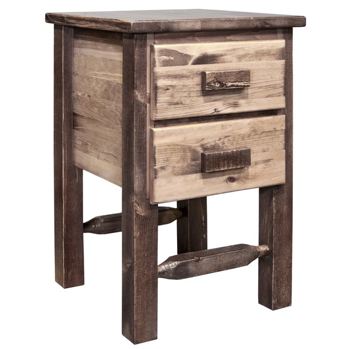 Homestead Nightstand w/ 2 Drawers - Stain & Clear Lacquer Finish Thumbnail