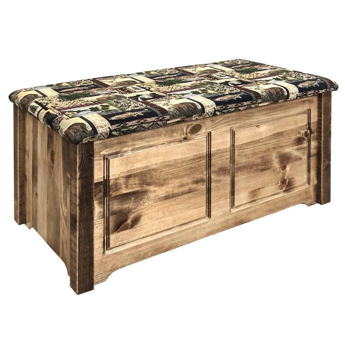 Homestead Small Blanket Chest w/ Woodland Upholstery - Stain & Lacquer Finish Thumbnail