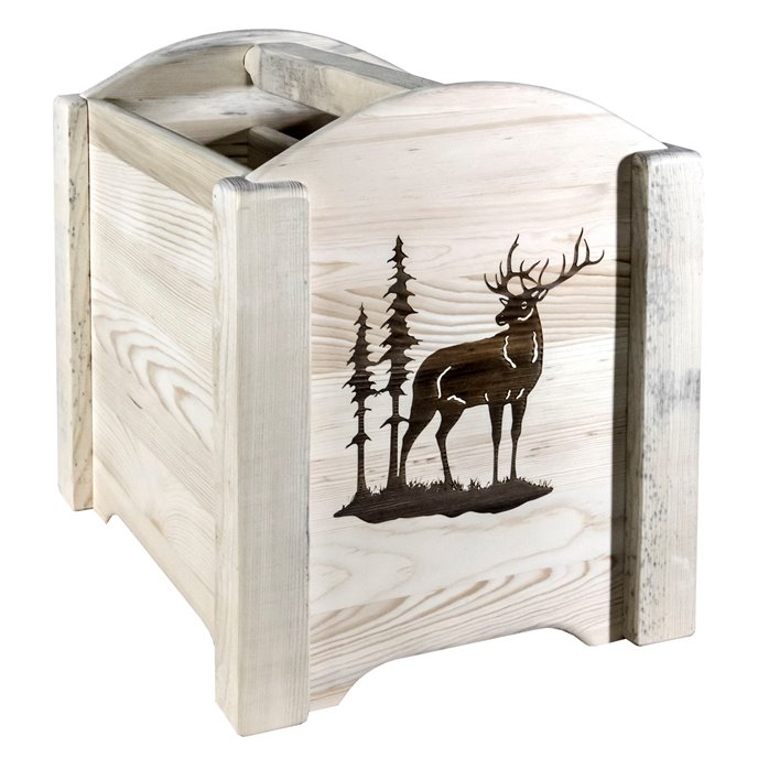 Homestead Magazine Rack w/ Laser Engraved Elk Design - Ready to Finish Thumbnail