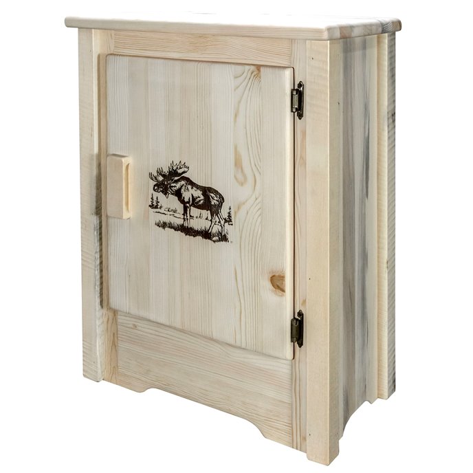 Homestead Right Hinged Accent Cabinet w/ Laser Engraved Moose Design - Ready to Finish Thumbnail