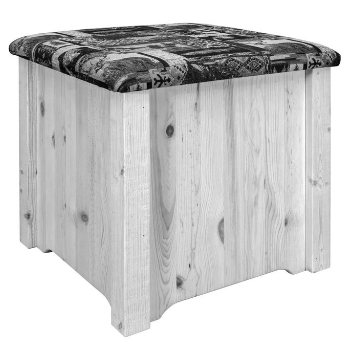 Homestead Upholstered Ottoman w/ Storage & Woodland Upholstery - Stain & Clear Lacquer Finish Thumbnail