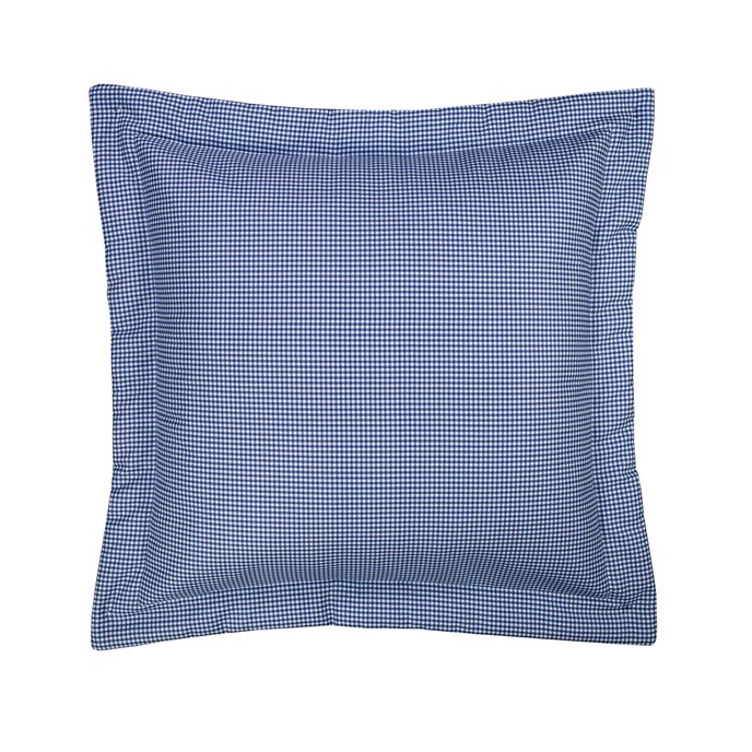 Melanie Buttercream Euro Sham - Blue Check Thumbnail