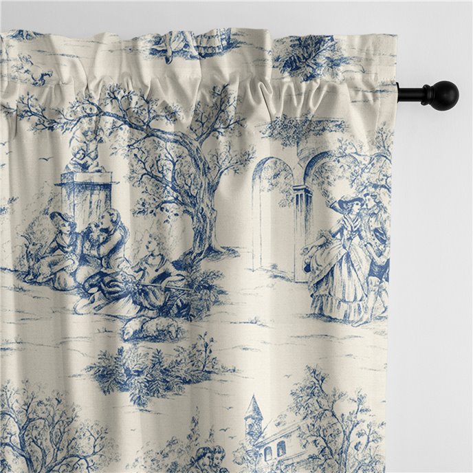 Archamps Toile Blue Pole Top Drapery Panel - Pair - Size 50"x108" Thumbnail