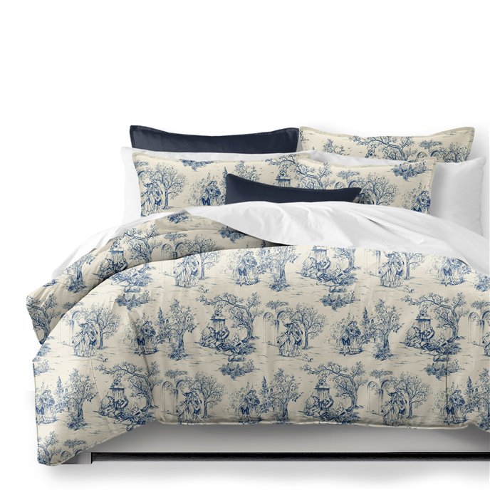 Archamps Toile Blue Coverlet and Pillow Sham(s) Set - Size Super Queen Thumbnail