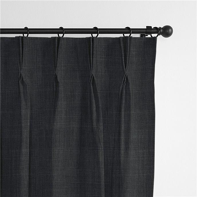 Austin Charcoal Pinch Pleat Drapery Panel - Pair - Size 20"x132" Thumbnail