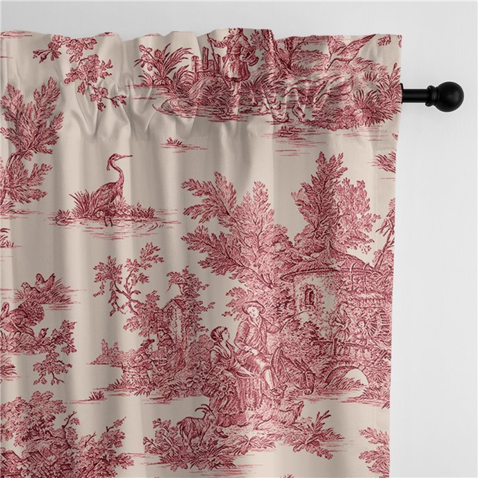 Bouclair Red Pole Top Drapery Panel - Pair - Size 50"x96" Thumbnail