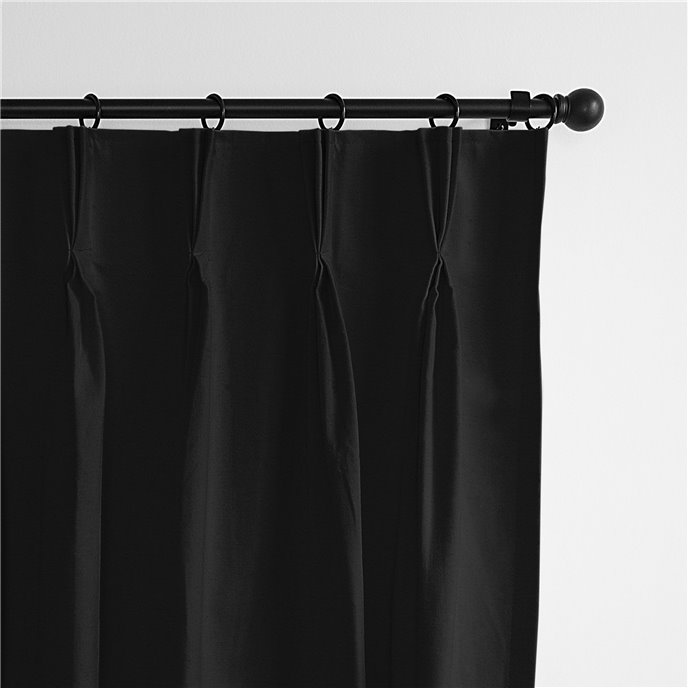 Braxton Black Pinch Pleat Drapery Panel - Pair - Size 20"x120" Thumbnail