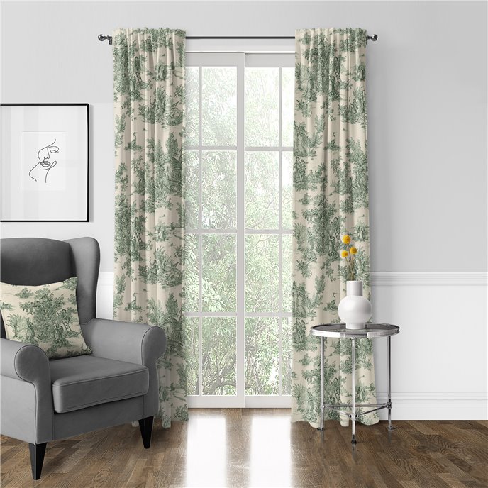 Bouclair Green Pole Top Drapery Panel - Pair - Size 50"x84" Thumbnail