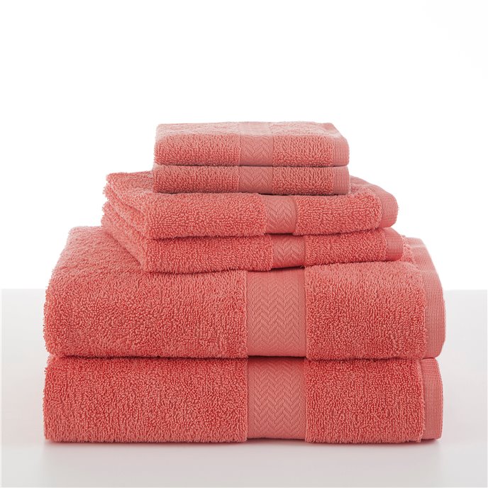 Martex® Ringspun 6 Piece Coral Bath Towel Set Thumbnail