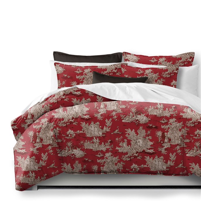 Chateau Red/Black Duvet Cover and Pillow Sham(s) Set - Size Twin Thumbnail