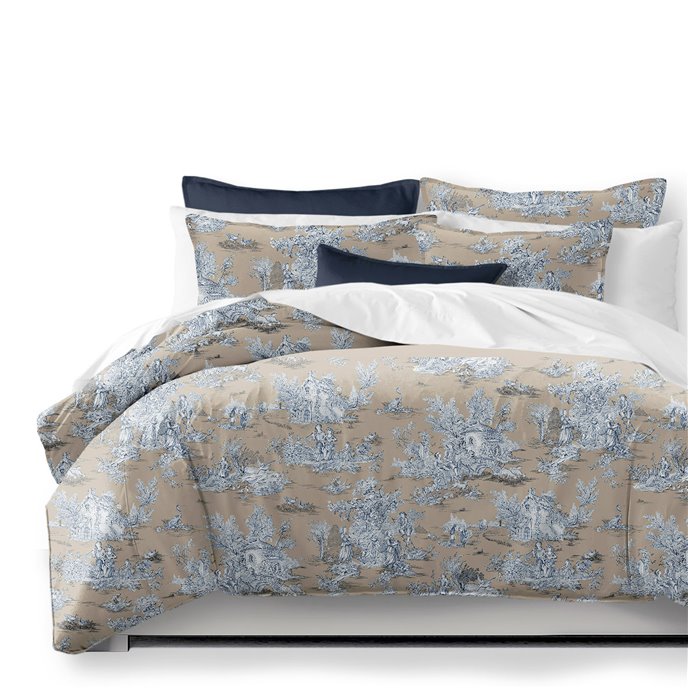 Chateau Blue/Beige Coverlet and Pillow Sham(s) Set - Size Super Queen Thumbnail