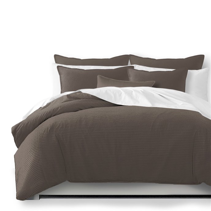 Classic Waffle Mocca Duvet Cover and Pillow Sham(s) Set - Size Full Thumbnail