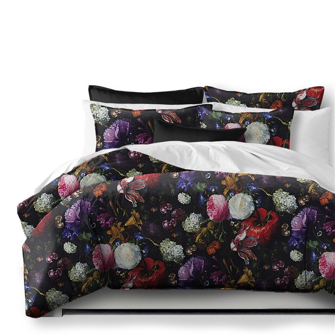 Crystal's Bouquet Black/Floral Duvet Cover and Pillow Sham(s) Set - Size Super Queen Thumbnail