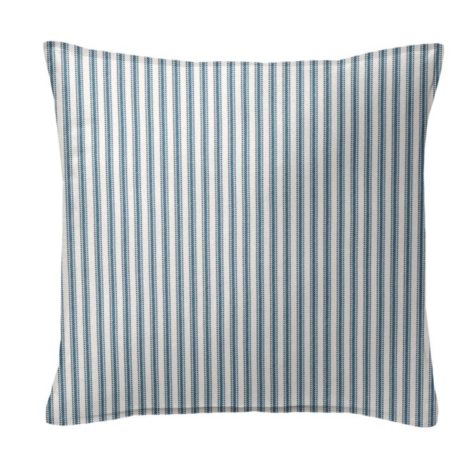 Cruz Ticking Stripes Indigo/Ivory Decorative Pillow - Size 24" Square Thumbnail