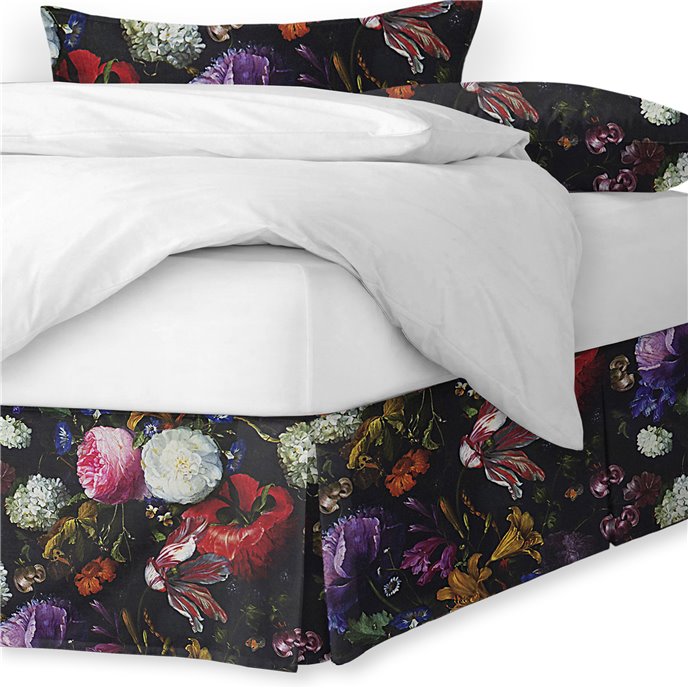 Crystal's Bouquet Black/Floral Platform Bed Skirt - Size Full 18" Drop Thumbnail