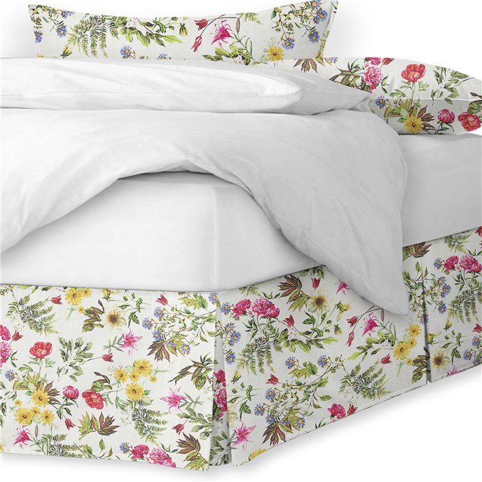 Destiny White Multi/Floral Platform Bed Skirt - Size Full 18" Drop Thumbnail