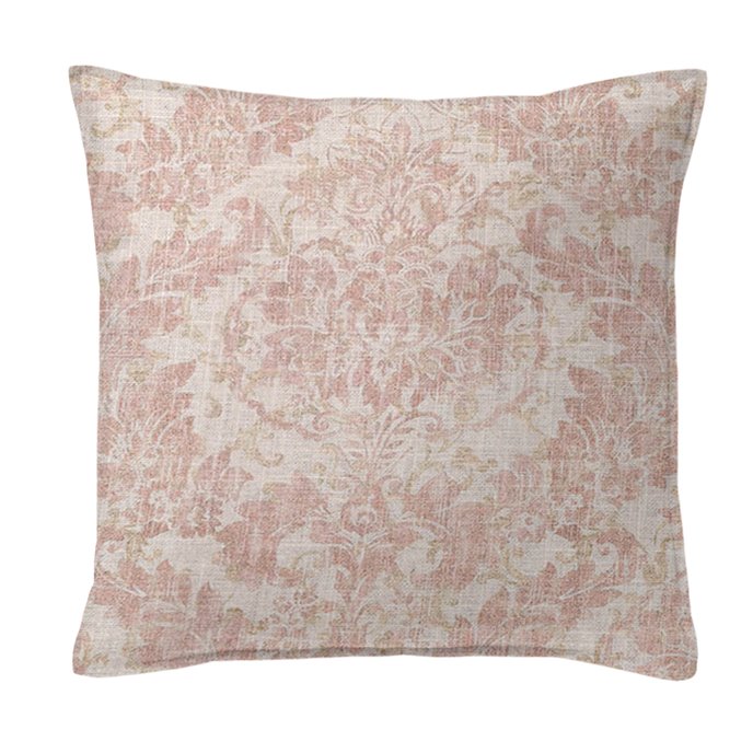 Damaskus Linen Blush Decorative Pillow - Size 24" Square Thumbnail