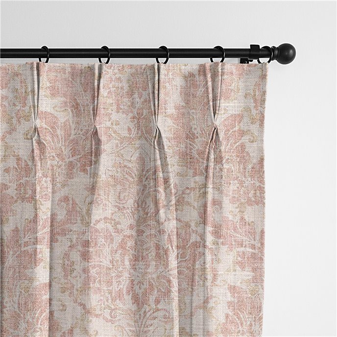 Damaskus Linen Blush Pinch Pleat Drapery Panel - Pair - Size 20"x144" Thumbnail