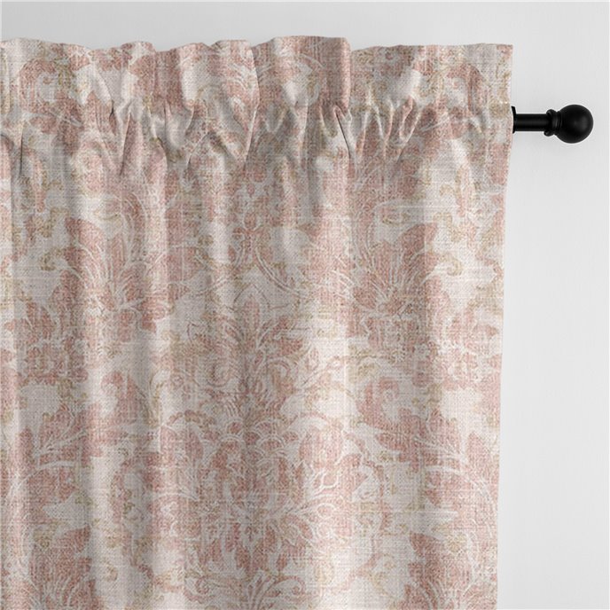 Damaskus Linen Blush Pole Top Drapery Panel - Pair - Size 50"x96" Thumbnail