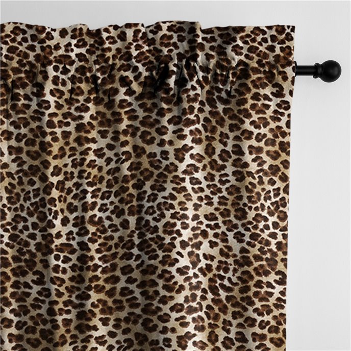 Jolene Animal Print Black Pole Top Drapery Panel - Pair - Size 50"x84" Thumbnail