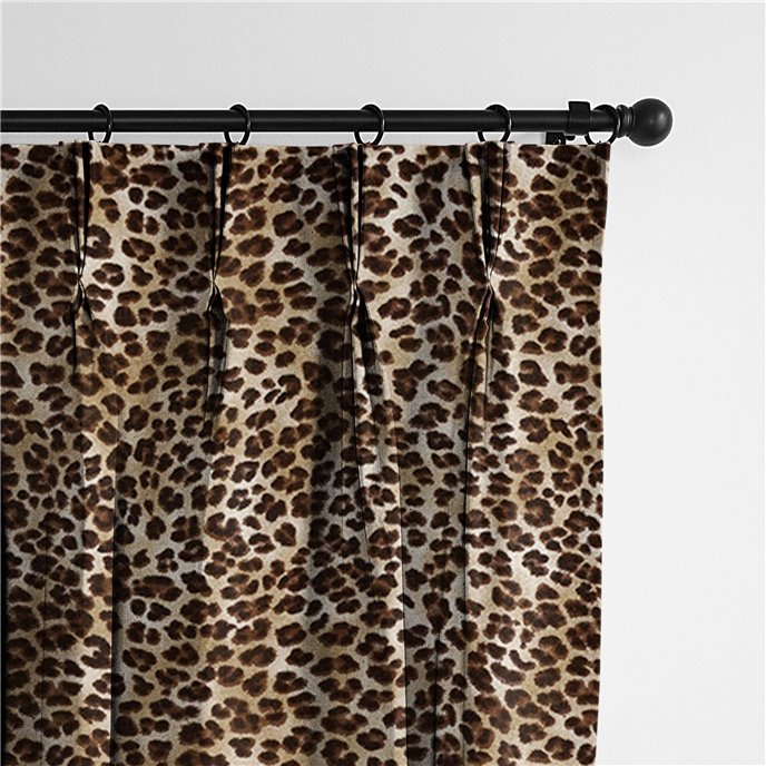 Jolene Animal Print Black Pinch Pleat Drapery Panel - Pair - Size 40"x96" Thumbnail