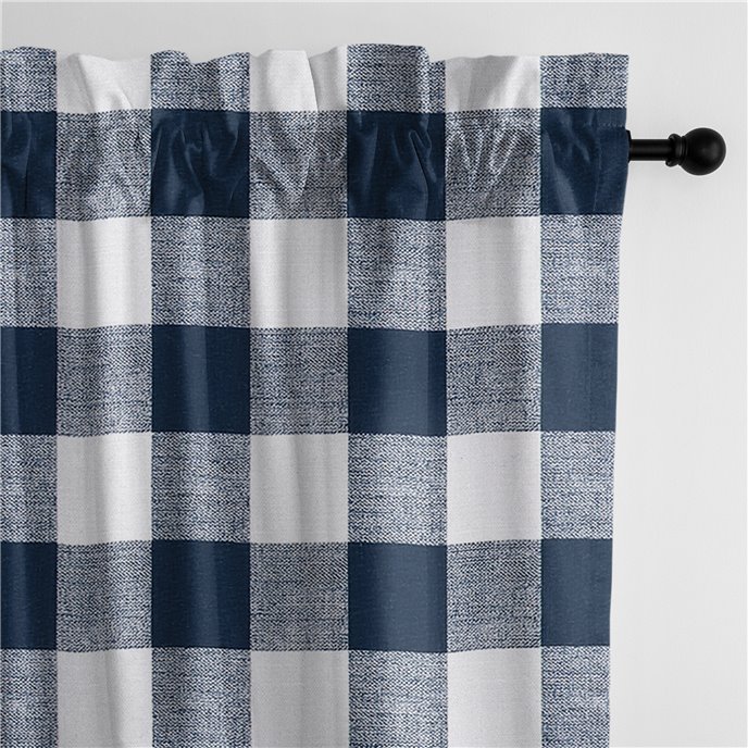 Lumberjack Check Indigo/White Pole Top Drapery Panel - Pair - Size 50"x108" Thumbnail