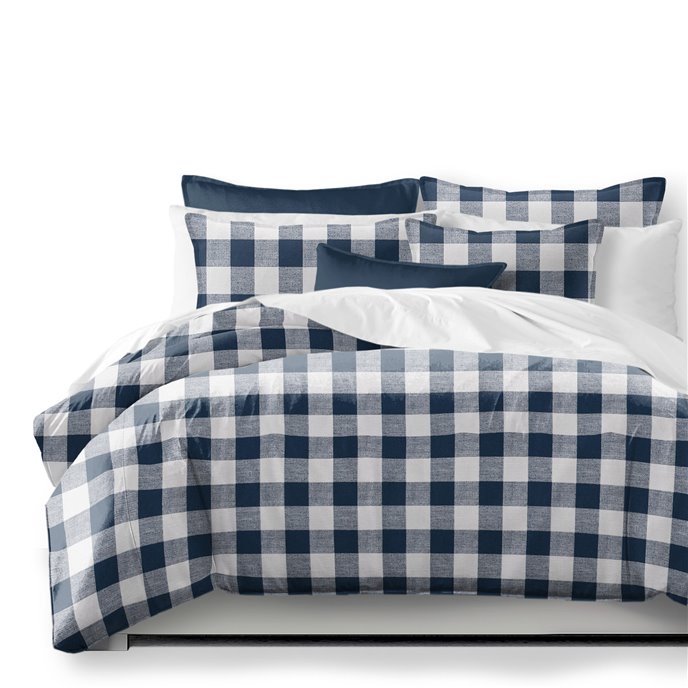 Lumberjack Check Indigo/White Coverlet and Pillow Sham(s) Set - Size Super King Thumbnail