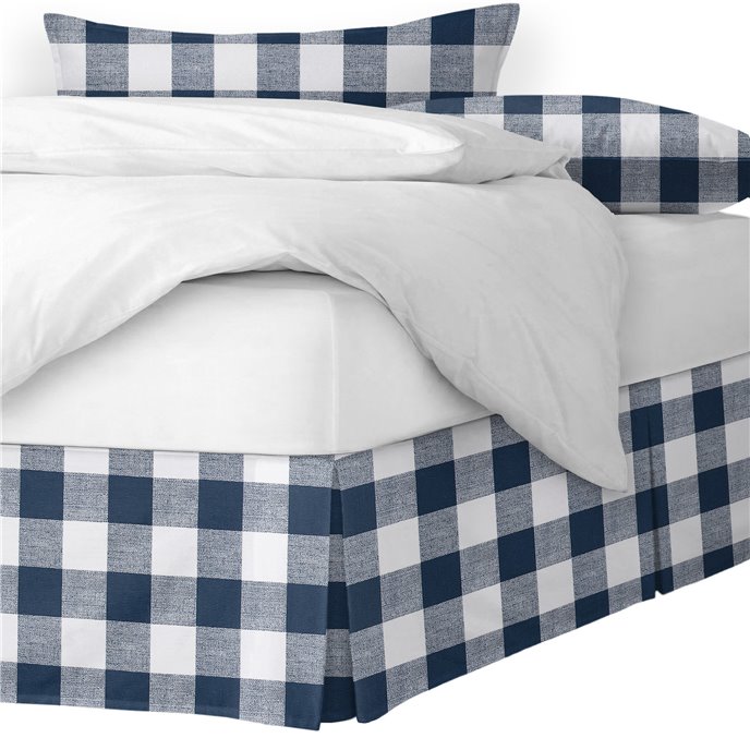 Lumberjack Check Indigo/White Platform Bed Skirt - Size Queen 18" Drop Thumbnail