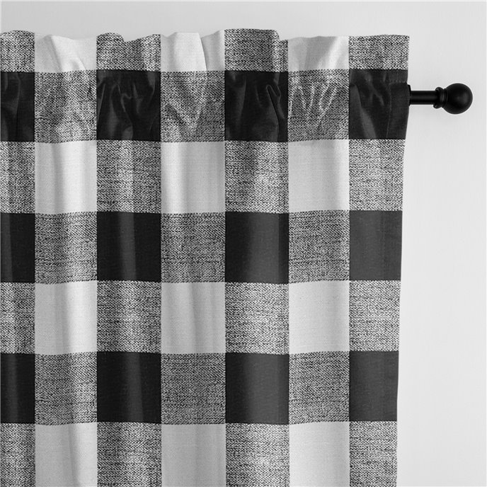 Lumberjack Check White/Black Pole Top Drapery Panel - Pair - Size 50"x96" Thumbnail