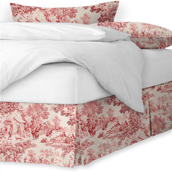 Maison Toile Red Platform Bed Skirt - Size Queen 18" Drop Thumbnail