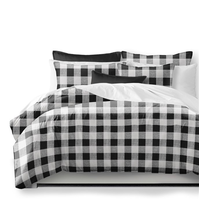 Lumberjack Check White/Black Coverlet and Pillow Sham(s) Set - Size Full Thumbnail