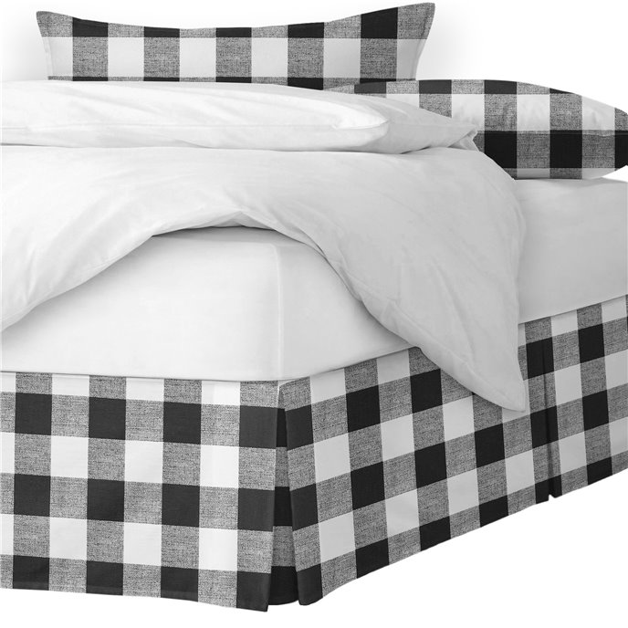 Lumberjack Check White/Black Platform Bed Skirt - Size King 15" Drop Thumbnail